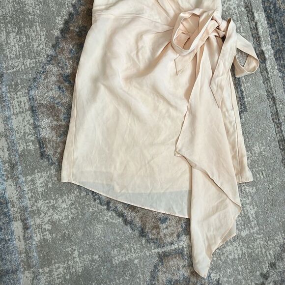 LPA (NWT) Light Pink Cross Back Tencil Linen Blend Mini Wrap Dress, Size M - Picture 3 of 10